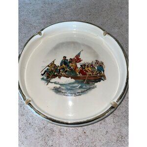 Vintage Emanuel Leutze Ceramic Ashtray With Washington Crossing The Delaware Des